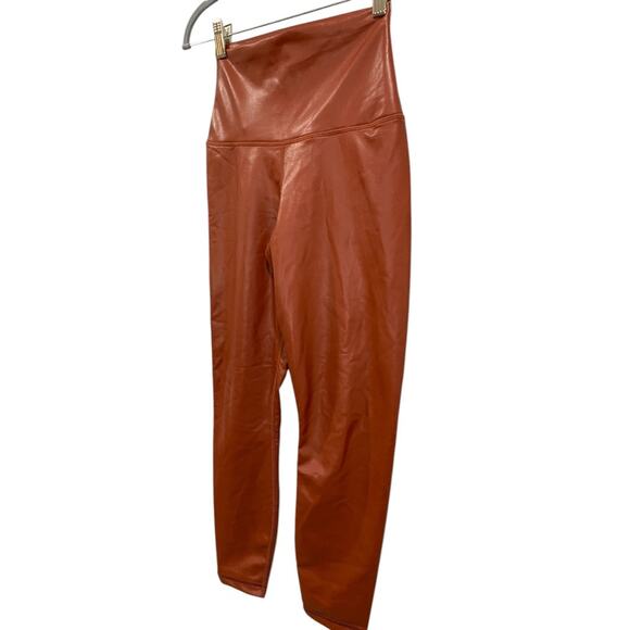 Small 90 Degree by Reflex Rust Faux Leather Leggings Womens - Picture 2 of 6